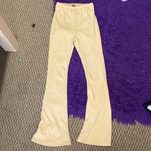 Tan silky flare pants